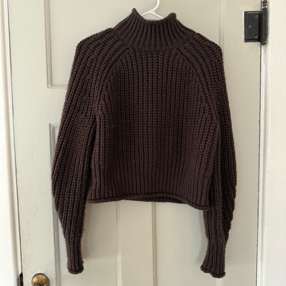 H&M Brown Chunky Knit Cropped Sweater